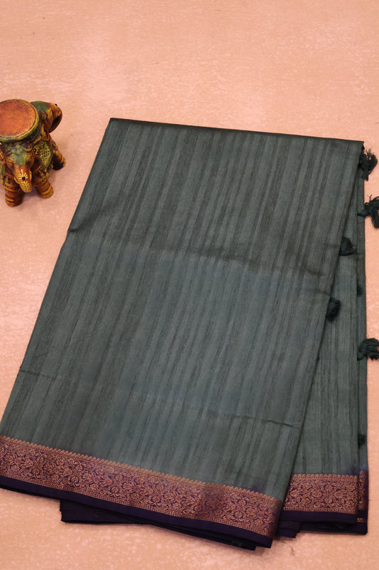 Bamboo Silk saree-Thick Lines Metalic