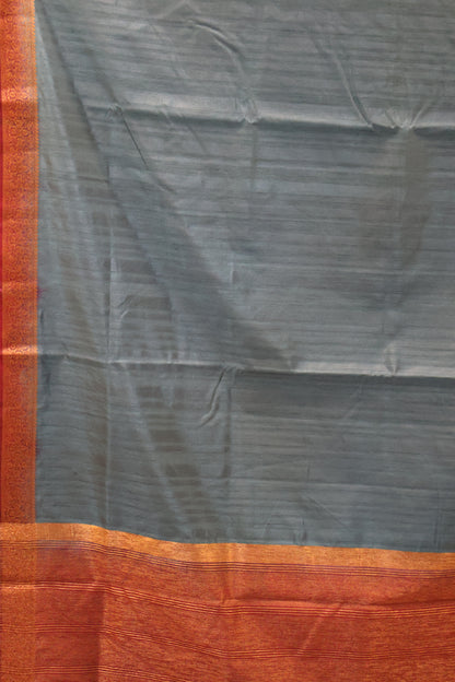 Bamboo Silk saree-Thick Lines Lite Peacock
