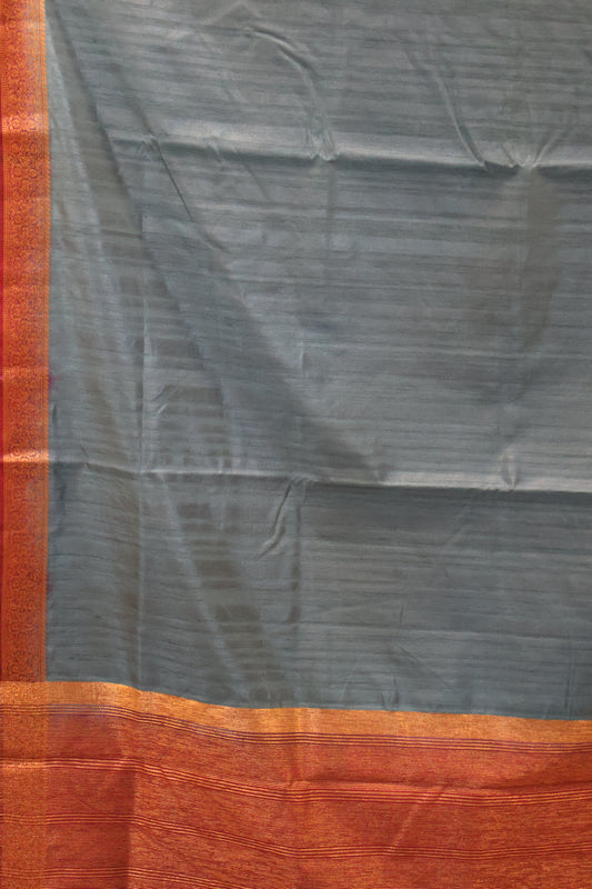 Bamboo Silk saree-Thick Lines Lite Peacock