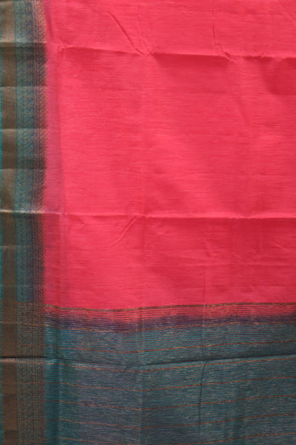Bamboo Silk saree-Thick Lines Muted Maroon