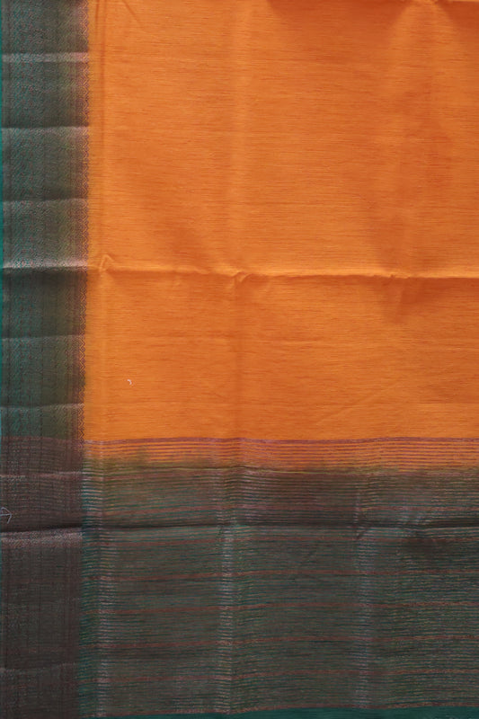Bamboo Silk saree-Thick Lines Mustard