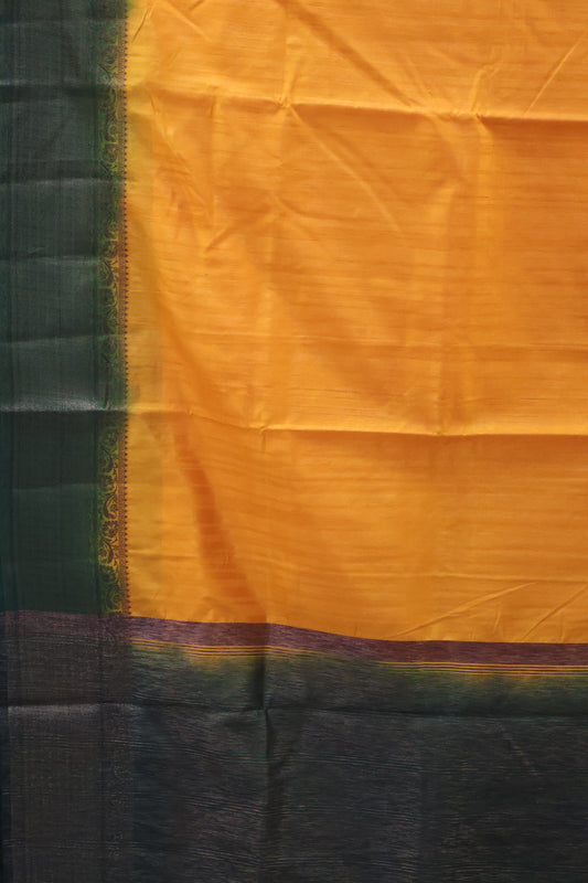 Bamboo Silk saree-Thick Line Mustard