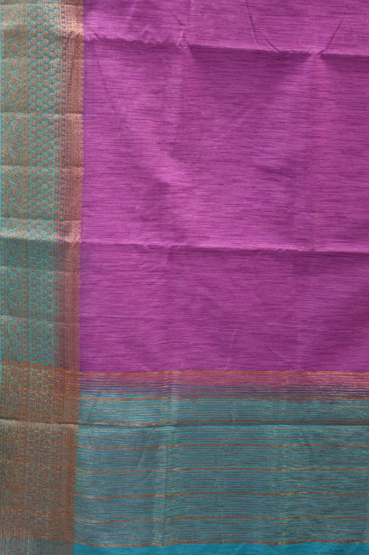 Bamboo Silk saree-Thick Line Lavender