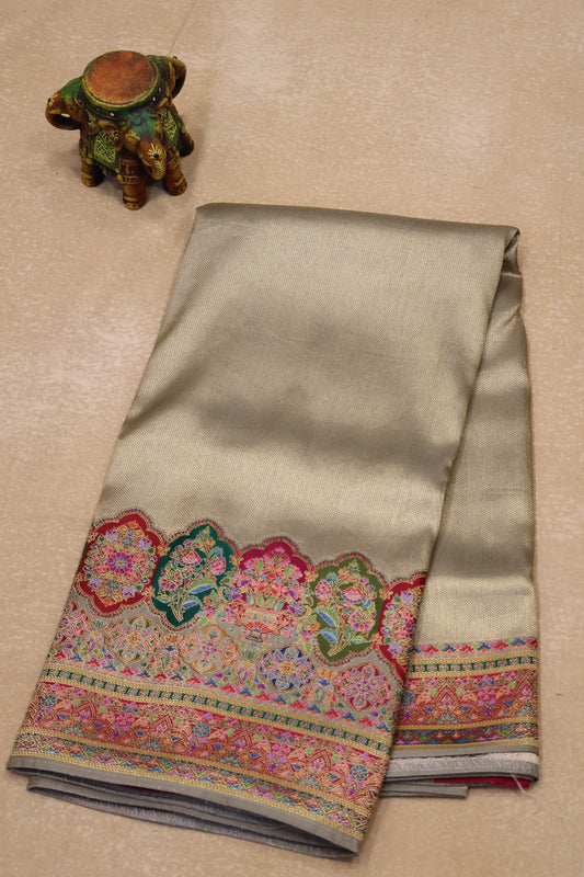 Pure Banarasi Silk Saree- Sandal Position Print