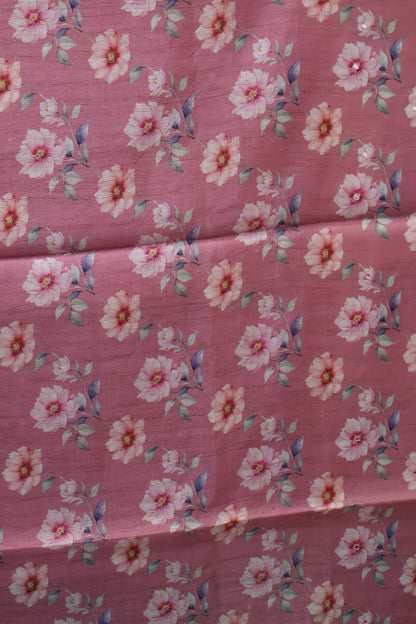 Tussar Kota saree-Pink Floral Print