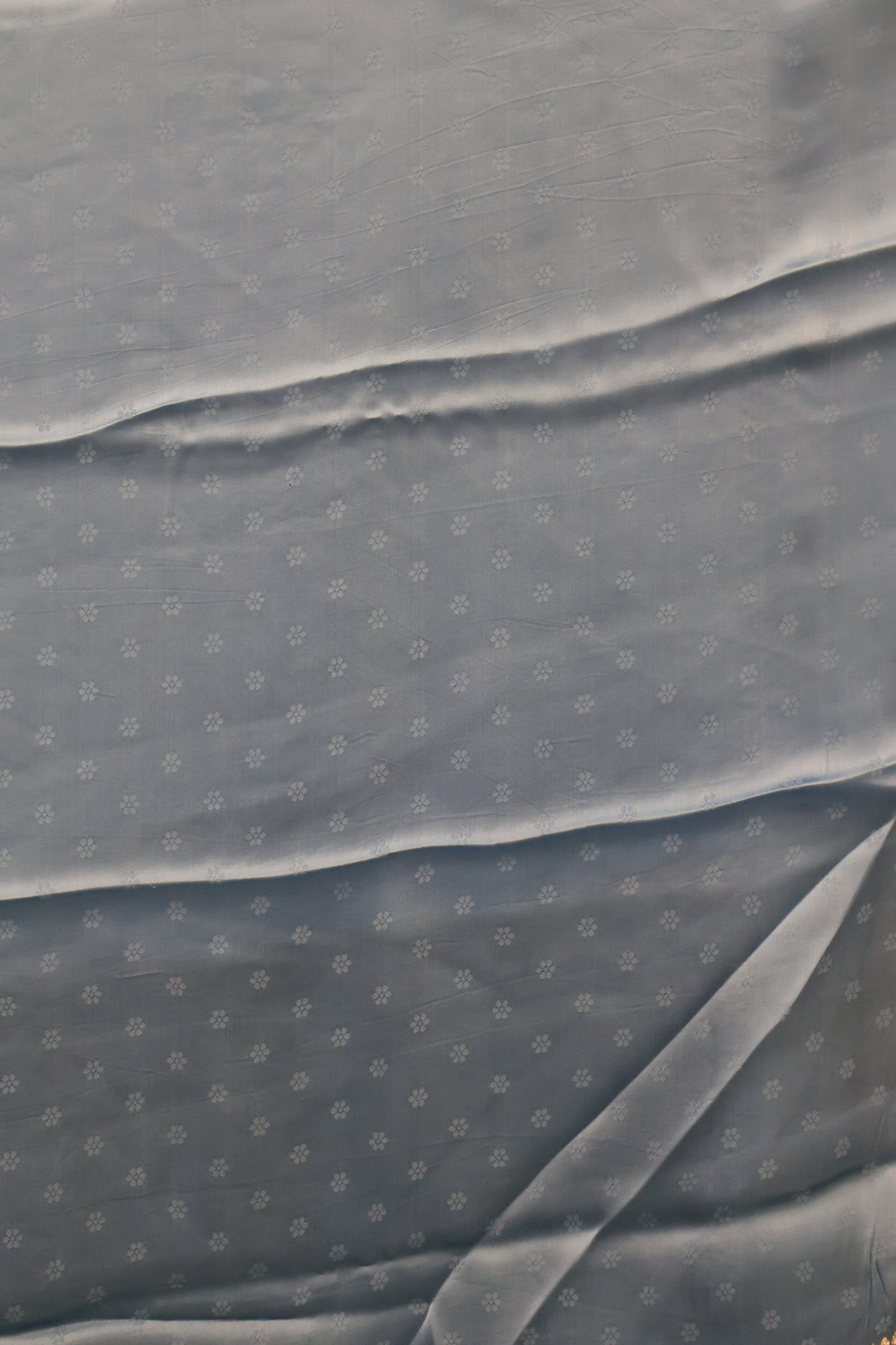 Banarasi Crepe Saree-Blue Floral Silver Zari