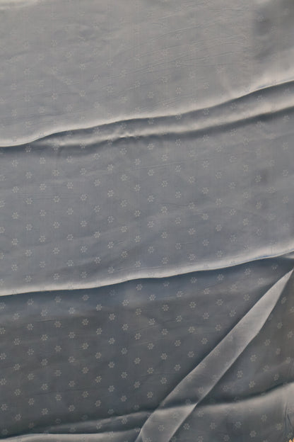 Banarasi Crepe Saree-Blue Floral Silver Zari