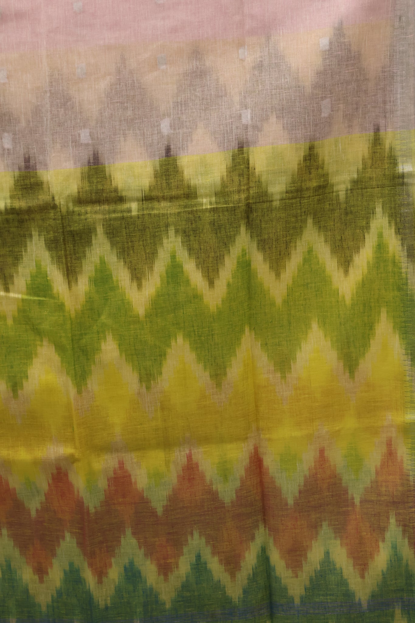Linen Saree -Baby Pink Zig Zag