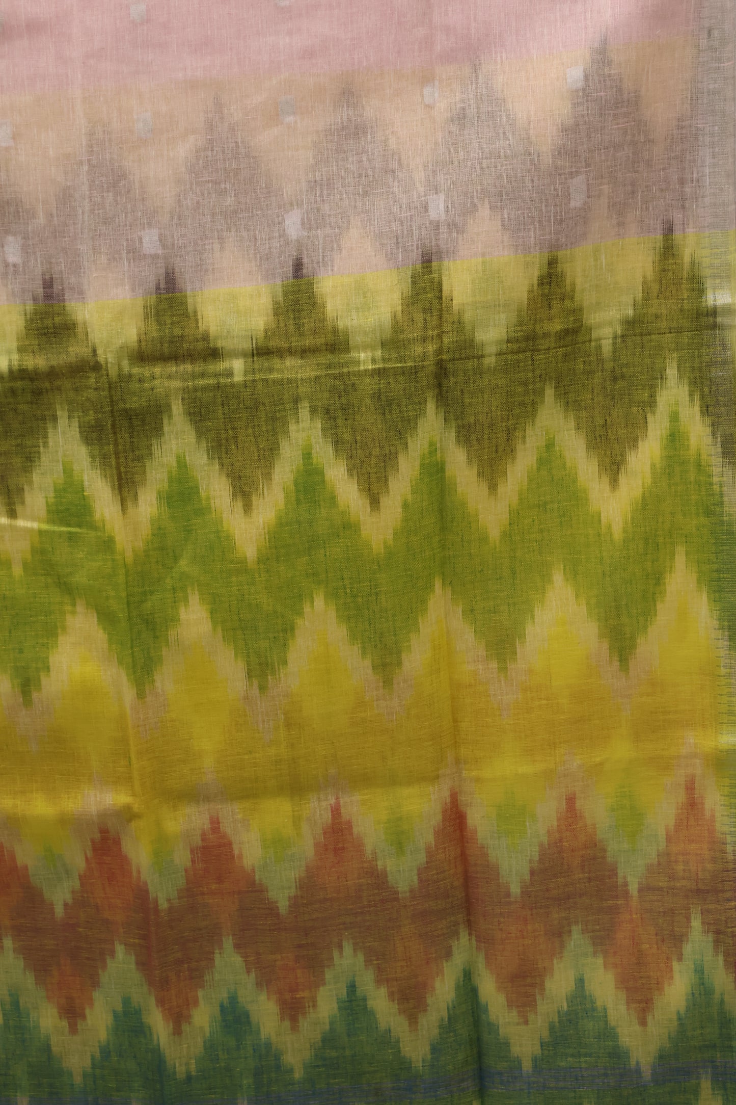 Linen Saree -Baby Pink Zig Zag