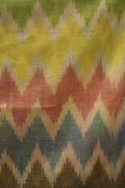 Linen Saree -Baby Pink Zig Zag