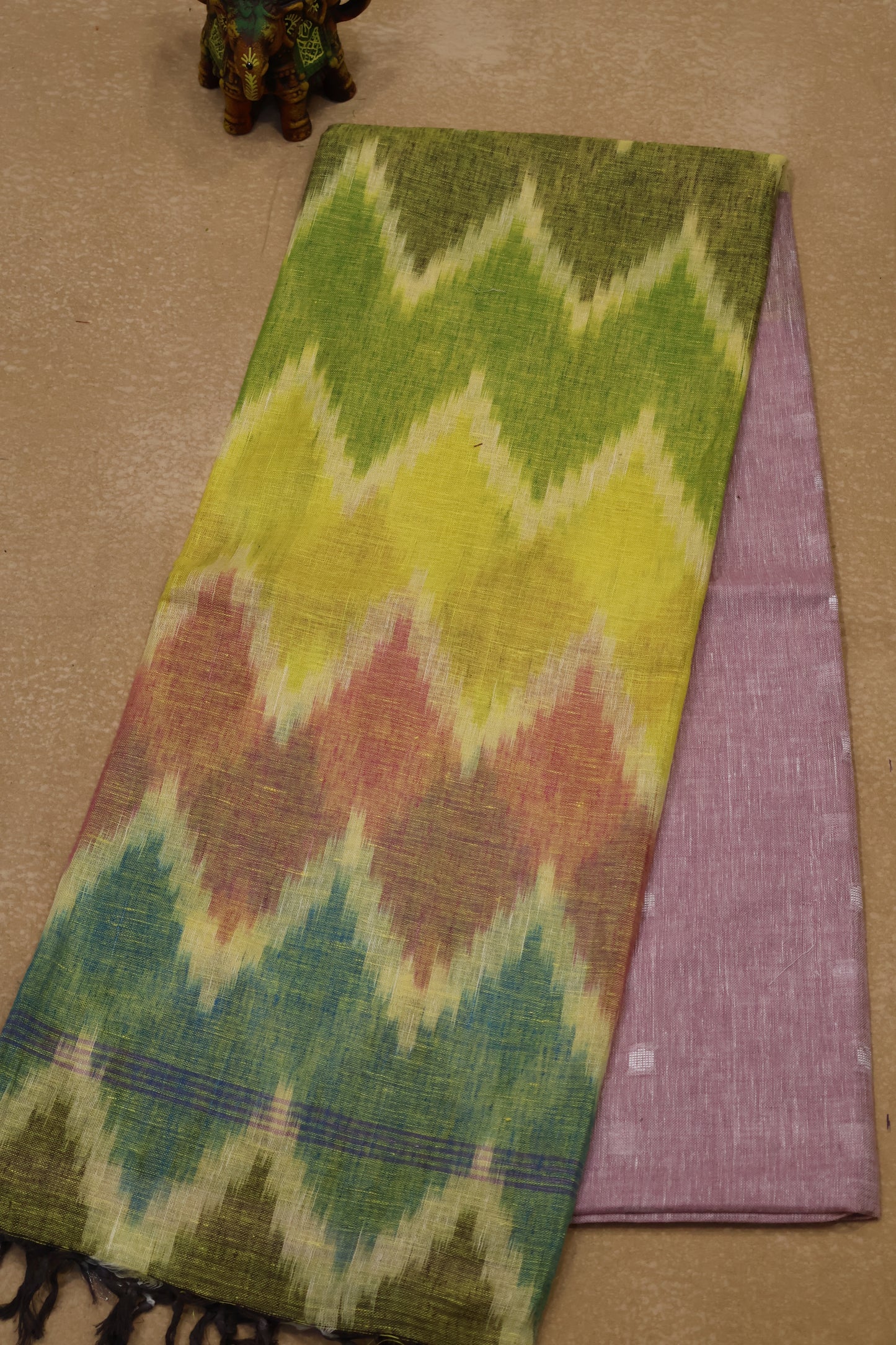 Linen Saree -Lite Purple Colour Zig Zag