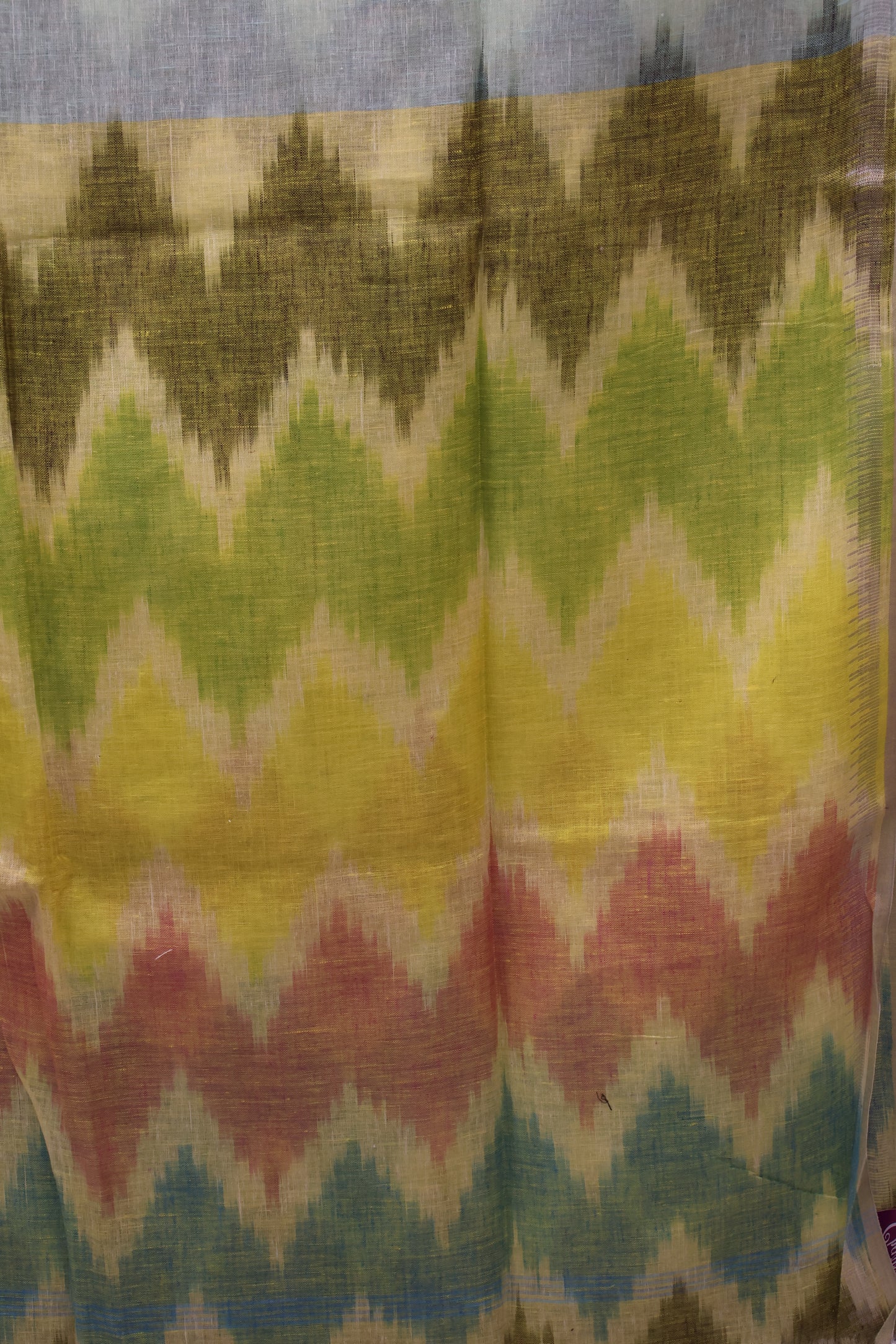 Linen Saree -Sky Blue Colour Zig Zag