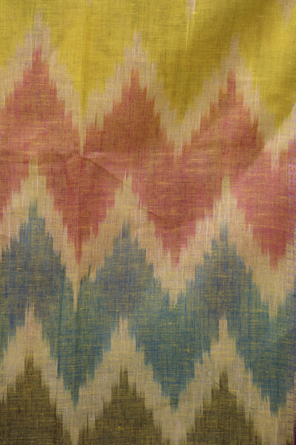 Linen Saree -Sky Blue Colour Zig Zag