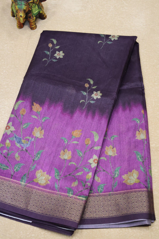 Art Tussar Saree -Bird Border