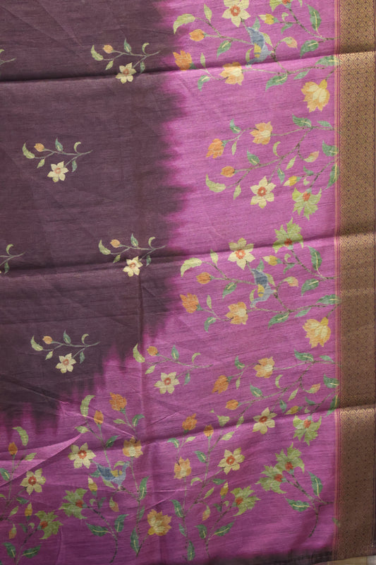 Art Tussar Saree -Bird Border