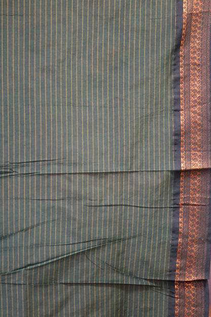 Kalyani Cotton-Mustard Green Border Checks
