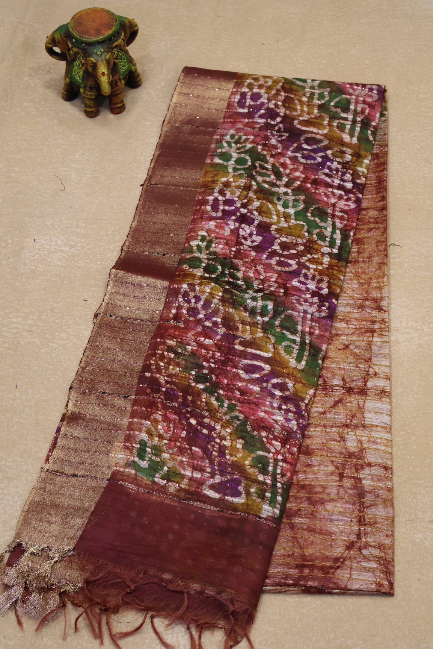 Art Bhagalpur Tussar Saree-Brown