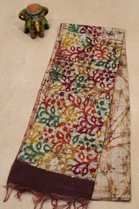 Art Bhagalpur Tussar Saree-Araku Silver