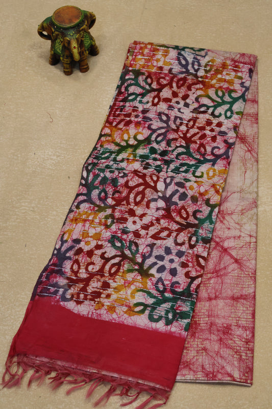 Art Bhagalpur Tussar Saree-Pink Silver