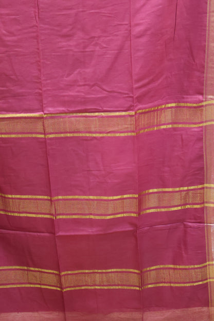 Art Bhagalpur Tussar Saree-Wine Plain Small Border