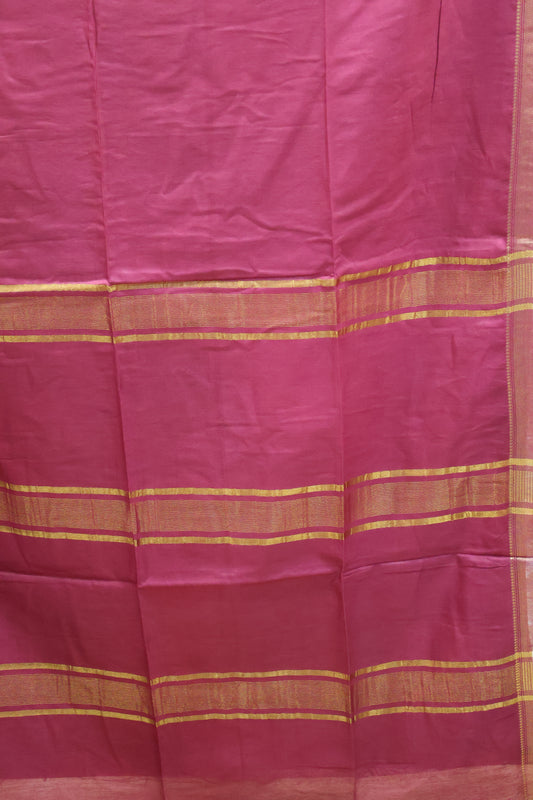Art Bhagalpur Tussar Saree-Wine Plain Small Border