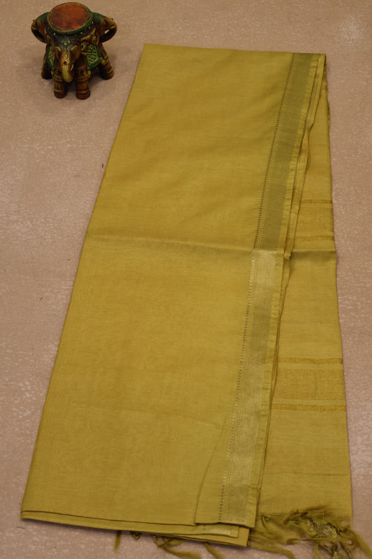 Art Bhagalpur Tussar Saree-Mustard Plain Small Border