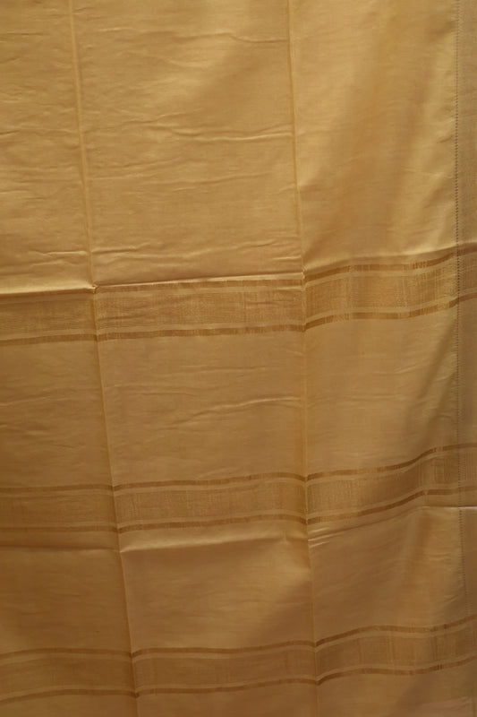 Art Bhagalpur Tussar Saree-Mustard Plain Small Border