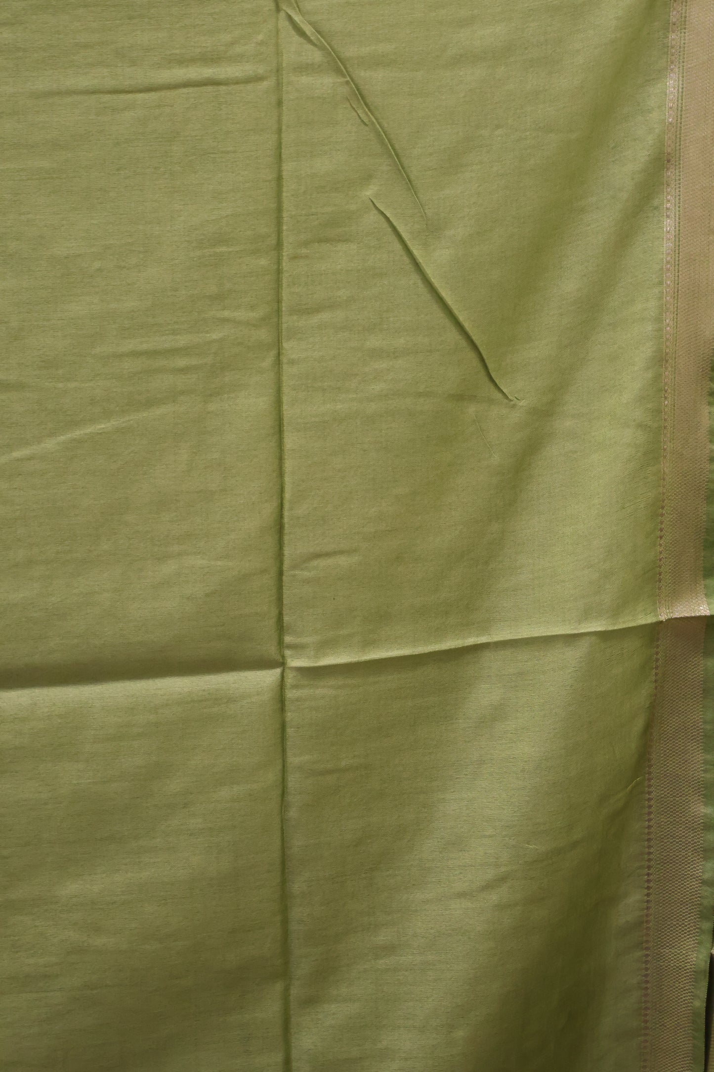 Art Bhagalpur Tussar Saree-Olive Green Plain Small Border