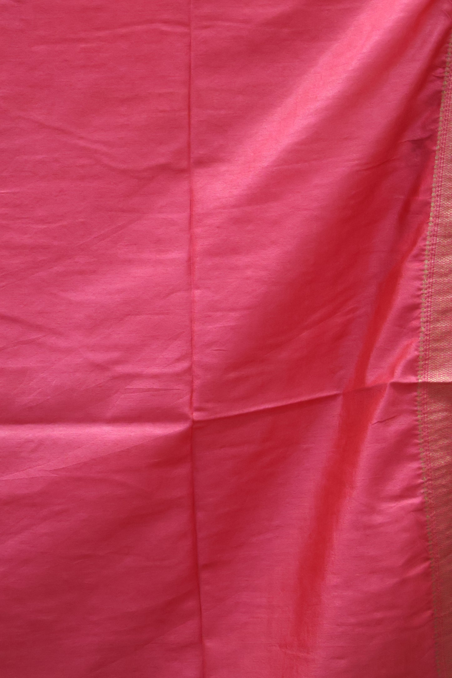 Art Bhagalpur Tussar Saree-Rani Pink Plain Small Border