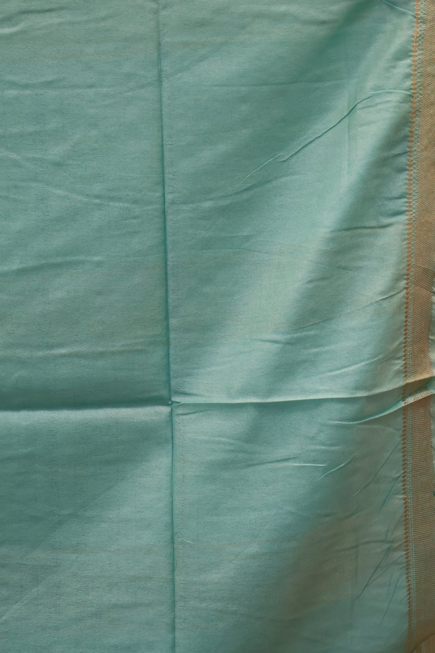 Art Bhagalpur Tussar Saree-Teal Blue Plain Small Border