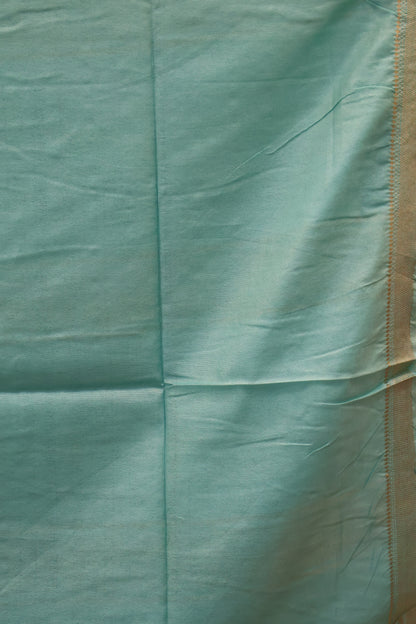 Art Bhagalpur Tussar Saree-Teal Blue Plain Small Border
