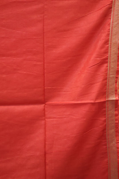 Art Bhagalpur Tussar Saree-Red Plain Small Border