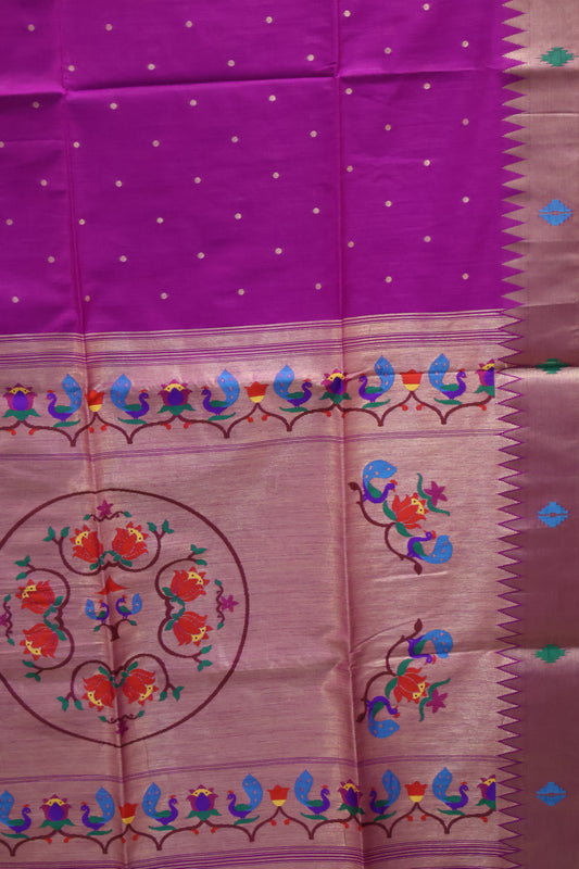 Semi Raw Silk Saree -Purple Paithani