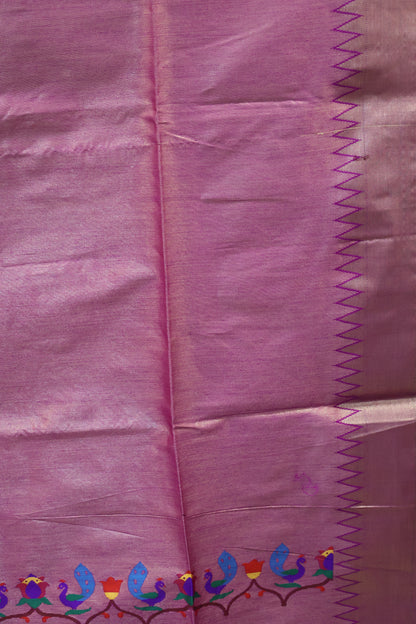 Semi Raw Silk Saree -Purple Paithani