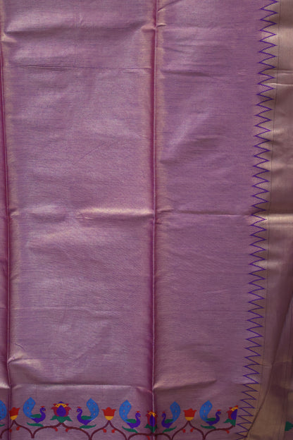 Semi Raw Silk Saree -Voilet Paithani