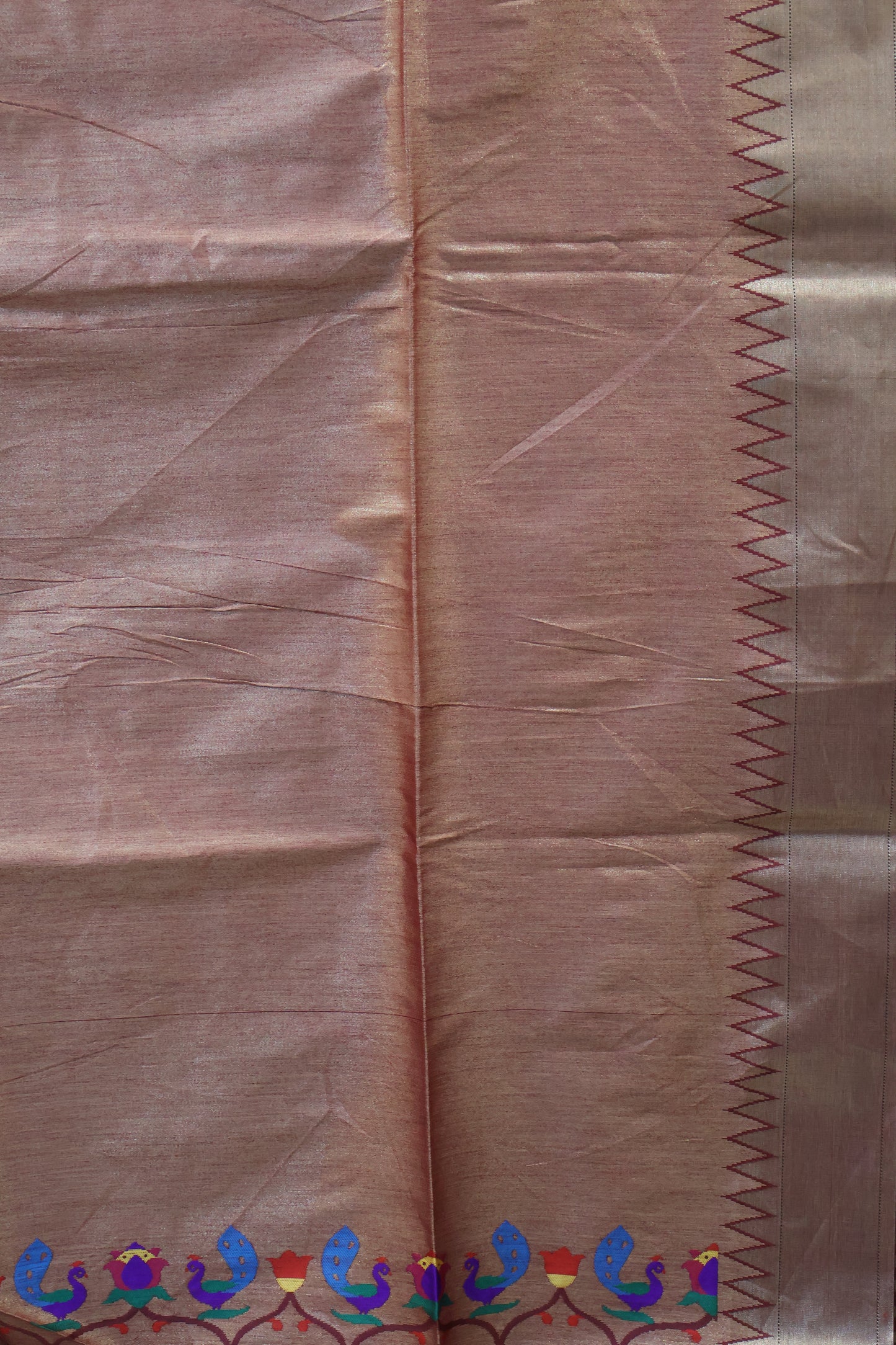 Semi Raw Silk Saree -Maroon Paithani