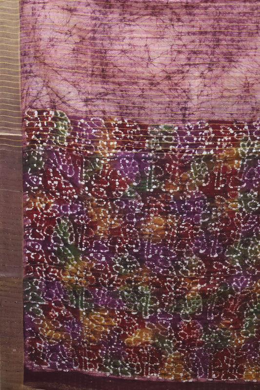Art Bhagalpur Tussar Saree-Wine Floral