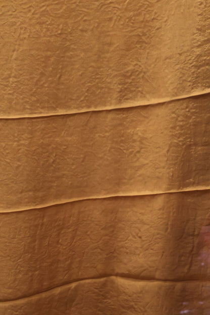 Banarasi Crepe Saree-Golden Brown Zig Zag Flower Border