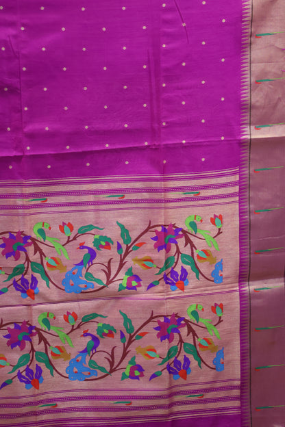 Semi Raw Silk Saree -Purple Round Buta