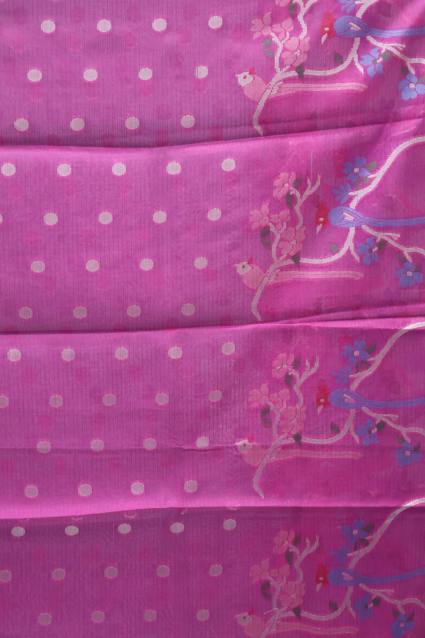 Art Zari Kota Saree -Blue Big Parrot