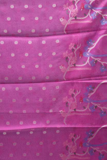 Art Zari Kota Saree -Blue Big Parrot