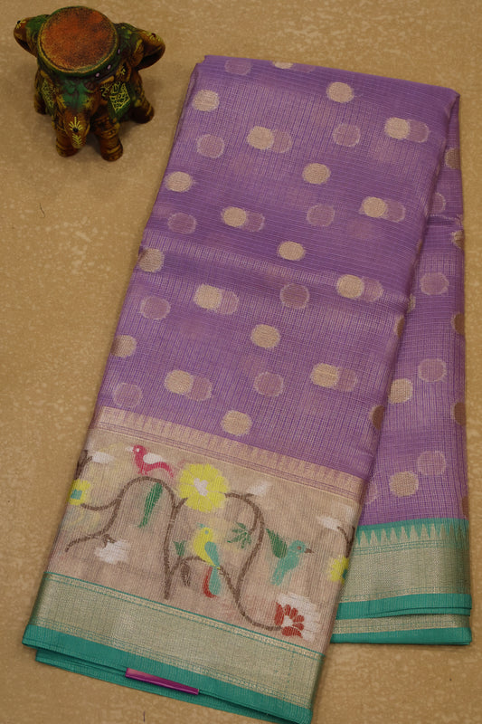 Art Zari Kota Saree -Purple Round Buta