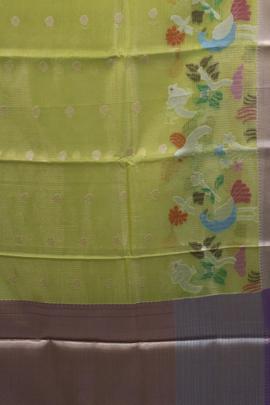Art Zari Kota Saree -Yellow Pigeon