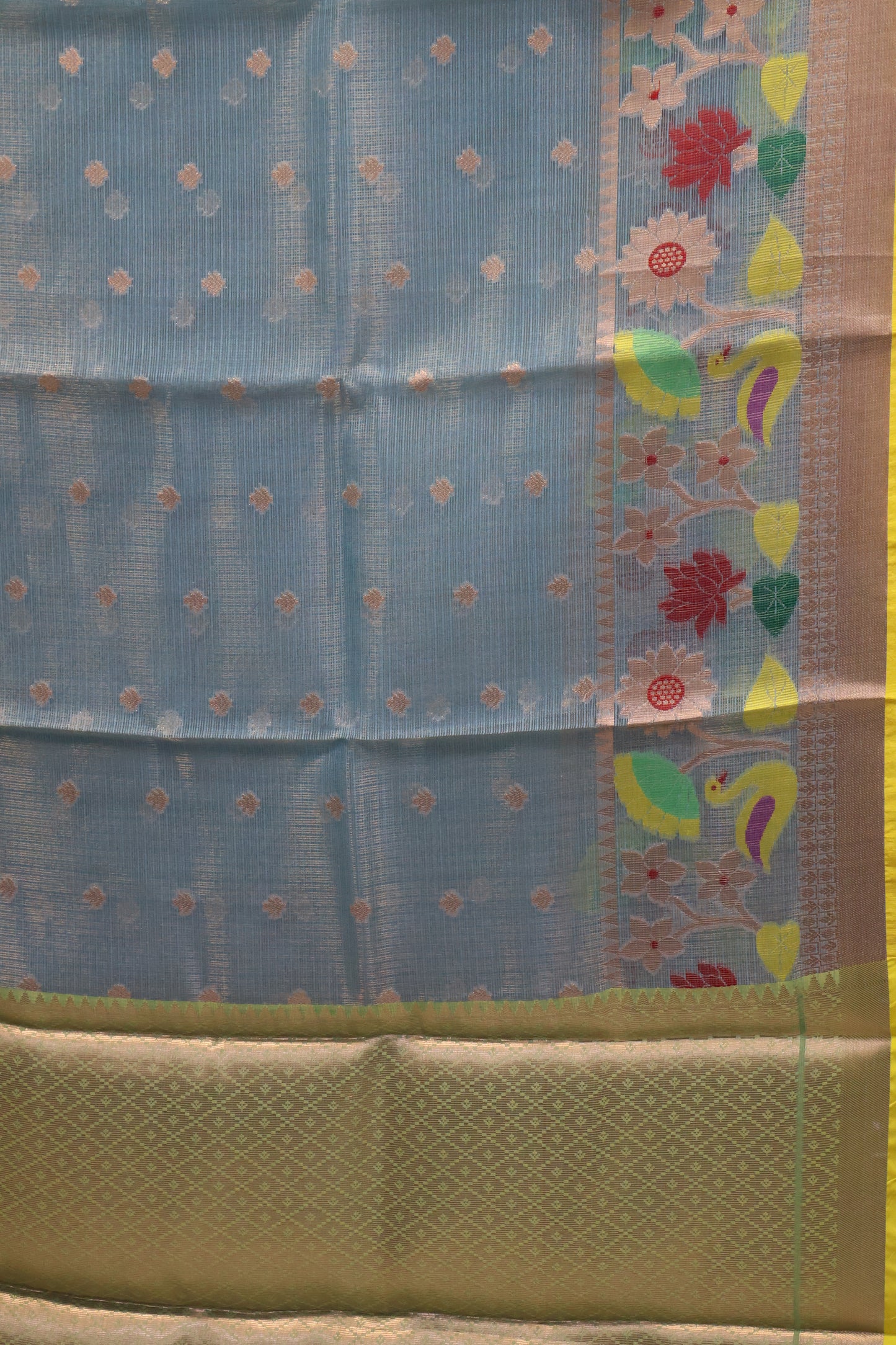 Art Zari Kota Saree -Blue Swan