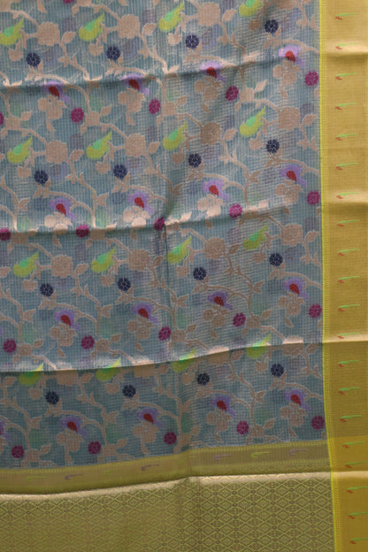 Art Zari Kota Saree -Blue Gold