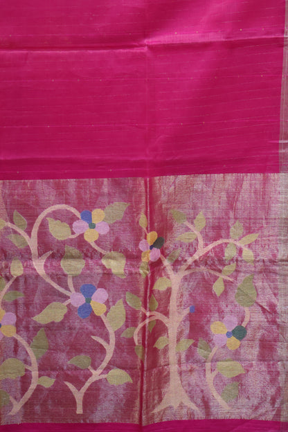 Pure Muslin Silk Saree-Pink Paithani