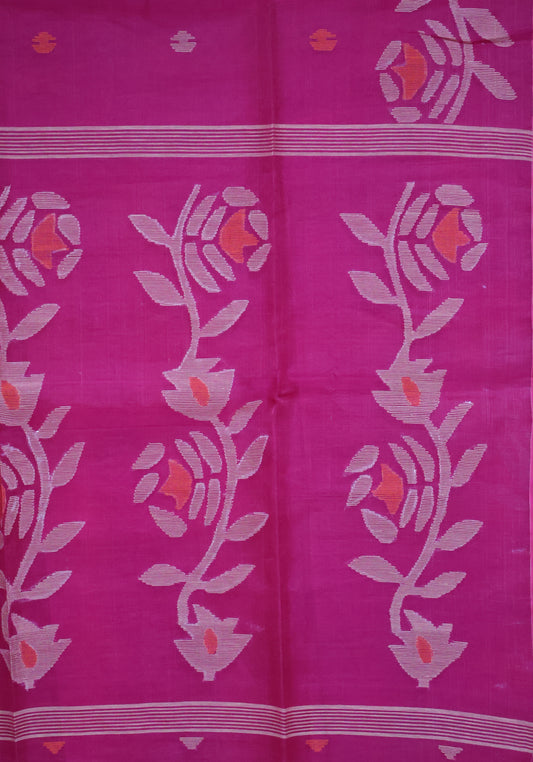 Pure Muslin Silk Saree-Rani Pink