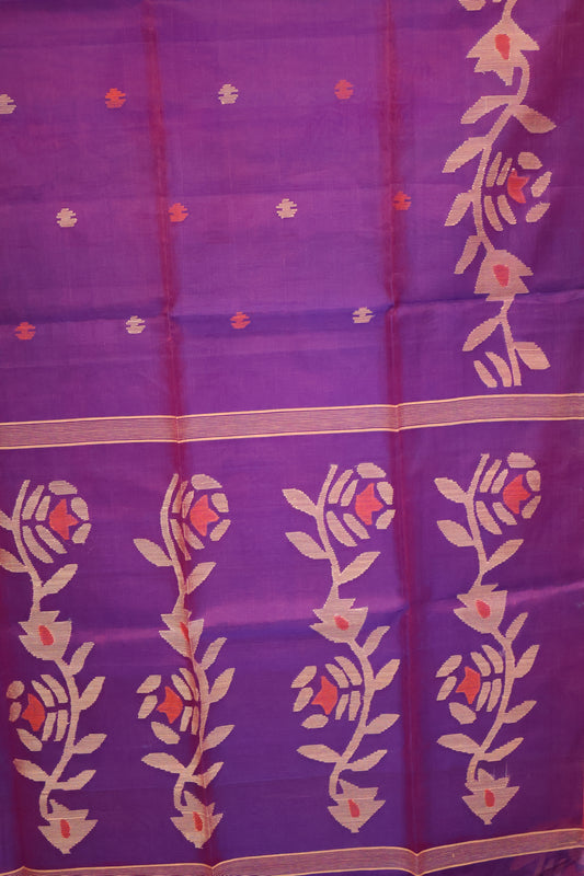 Pure Muslin Silk Saree-Purple Colour