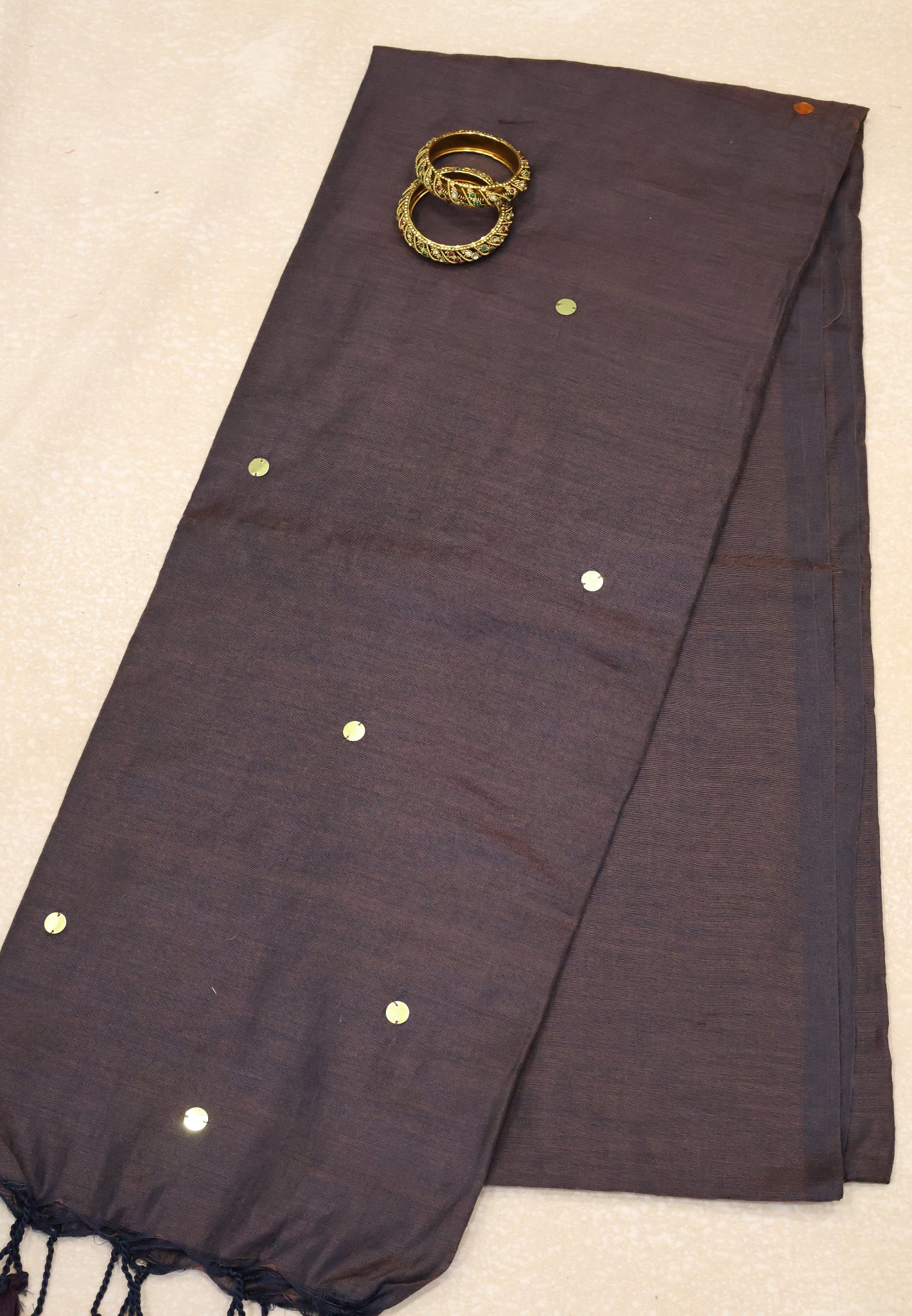 Khadi Cotton Saree -Brown Chumki