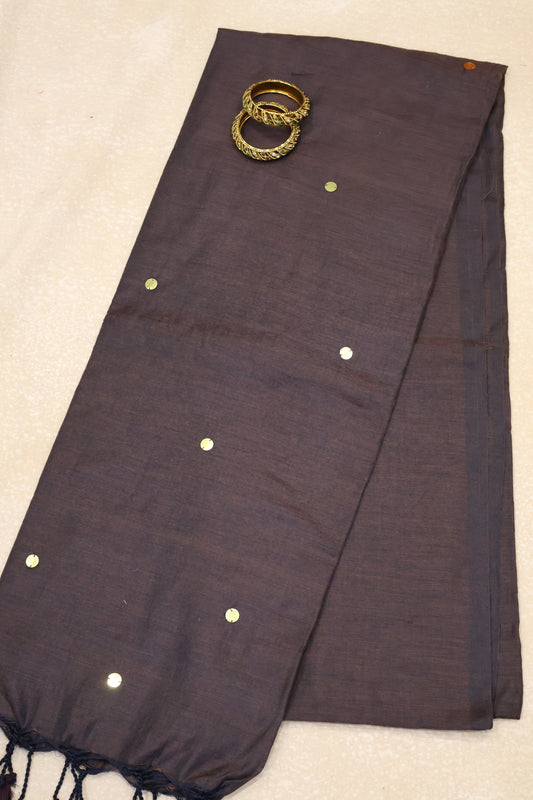 Khadi Cotton Saree -Brown Chumki